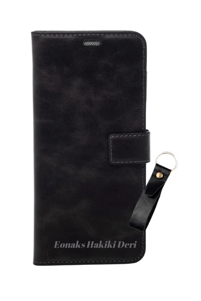Eonaks Kişiye Özel Hakiki Deri Cüzdanlı Kapaklı Kaliteli Lüks Gerçek Deri Telefon Cüzdan Kılıf | Deri Anahtalık Hediyeli ürün görseli 1