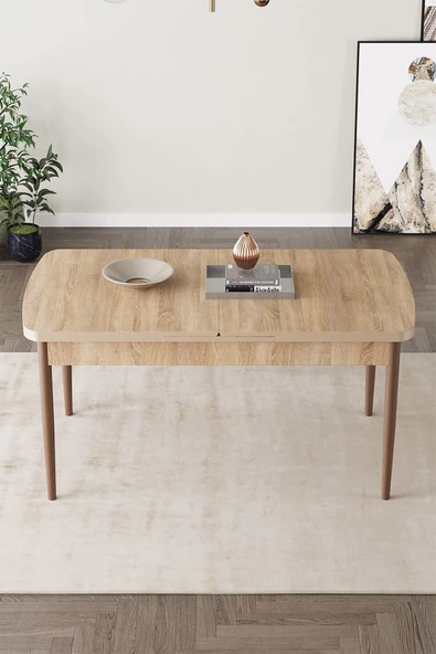 SHOOVVEL Lamina Meşe Desen SUNTA 80X132 Ahşap Ayaklı Açılır ÜstKalite Mutfak Masası,Yemek Masası,Salon Masası Meşe Desen ürün görseli 1