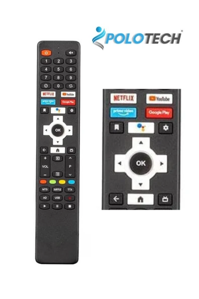 POLOTECH Next Tv Kumandası Netflix Youtube Prime Play Tuşlu Uyumlu Uzaktan Kumanda ürün görseli 1
