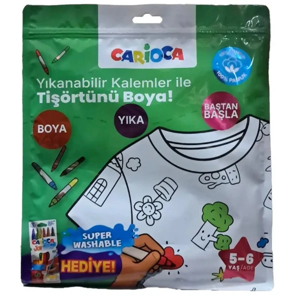 Kalem Hediyeli Boyanabilir Tişört 5-6 Yaş ürün görseli 1