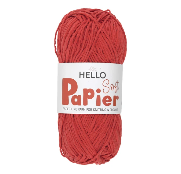 Hello Soft Papier Kağıt Çanta Örme İpi 100 Gram 100 Metre Kırmızı P21 ürün görseli 1