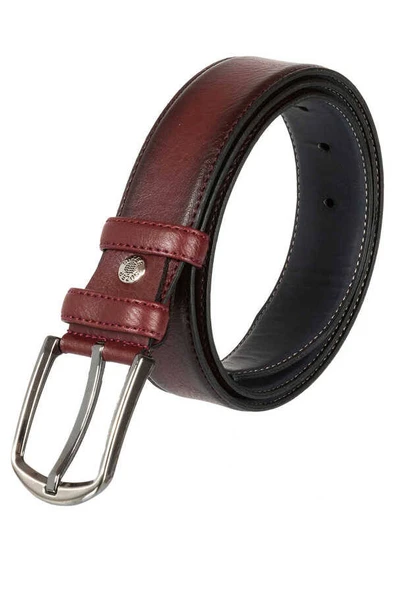 Bordo Suni Deri Dikişli Model 3.5 cm.lik Klasik Kemer // 8017 ürün görseli 1