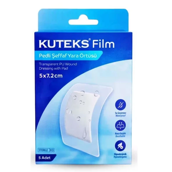 Kuteks Film Pedli Şeffaf Yara Örtüsü 5 x 7,2cm 5li 1 Paket ürün görseli 1