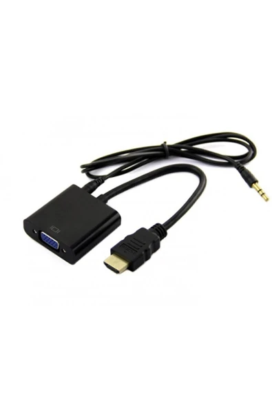 Gomax HDMI To Vga Dönüştürücü Ses Kablosu Siyah ürün görseli 1