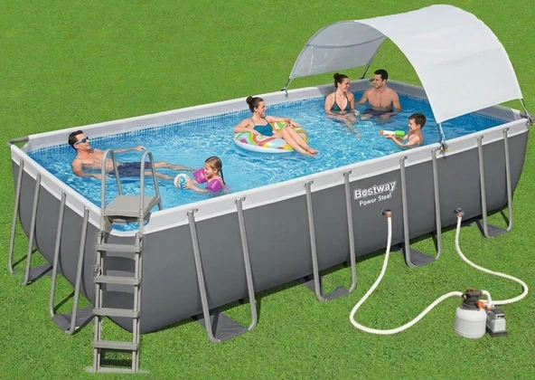 Bestway Steel Pro MAX Gölgelikli Prefabrik Yer Üstü Havuz Seti 549 cm x 274 cm x 122 cm 56466 BW596 ürün görseli 1