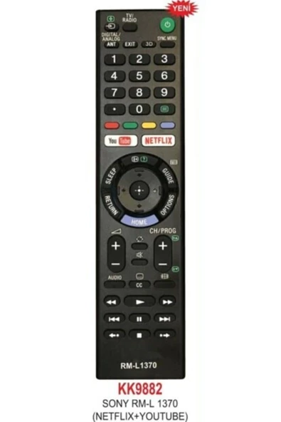 Sony Lcd Televizyon Kumandası Rm-l 1370 Netflix-youtube Tuşlu Uzaktan Lcd Tv Kumandası Kk9882 ürün görseli 1