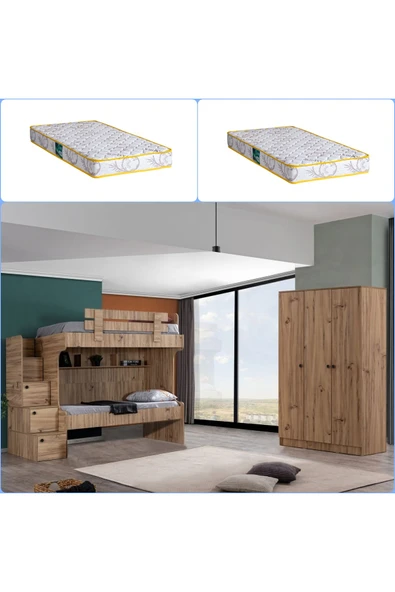 Ranza, Viva 2li Ranza 3 Kapılı Dolap + 2 Comfort Yatak ürün görseli 1