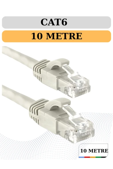 POLOTECH 10 Metre Cat6 Internet Data Kablosu(ETHERNET MODEM RJ45 UÇLU JACKLI NETWORK ADSL) ürün görseli 1
