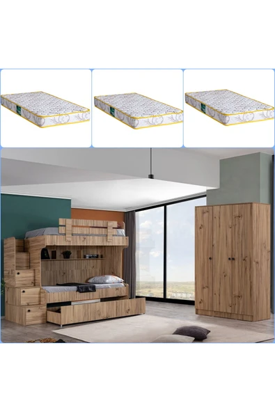Ranza, Viva Yavrulu Ranza 3 Kapaklı Dolap + 3 Comfort Yatak ürün görseli 1