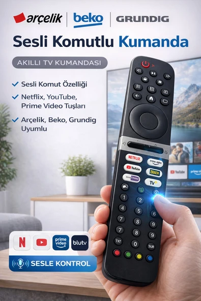 Grundig Arçelik Beko Ses Komutlu Tv Kumanda ürün görseli 1