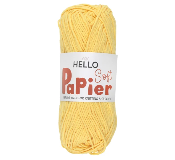 Hello Soft Papier Kağıt Çanta Örme İpi 100 Gram 100 Metre Sarı P23 ürün görseli 1