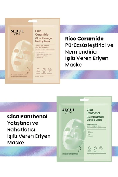 Dermal Pirinç ve Cica Glow Nemlendirici Yatıştırıcı Eriyen Maske Seti Kore Maske Seti 34 gr. ürün görseli 1