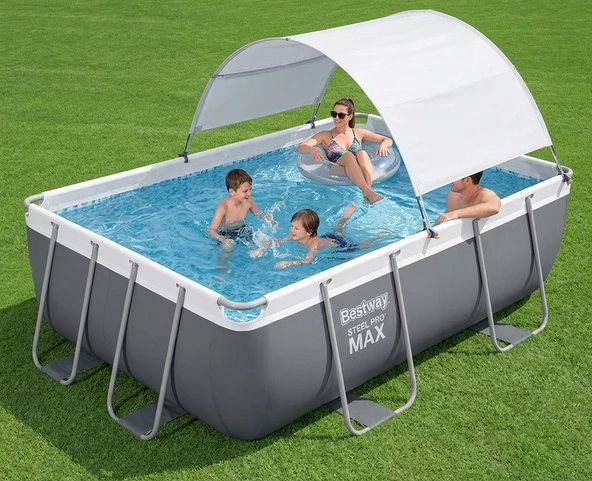 Bestway Steel Pro MAX Gölgelikli Prefabrik Dikdörtgen Havuz Seti 282 cm x 196 cm x 84 cm BW592 ürün görseli 1