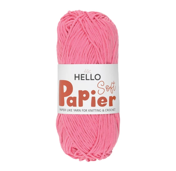 Hello Soft Papier Kağıt Çanta Örme İpi 100 Gram 100 Metre Şeker Pembe P22 ürün görseli 1