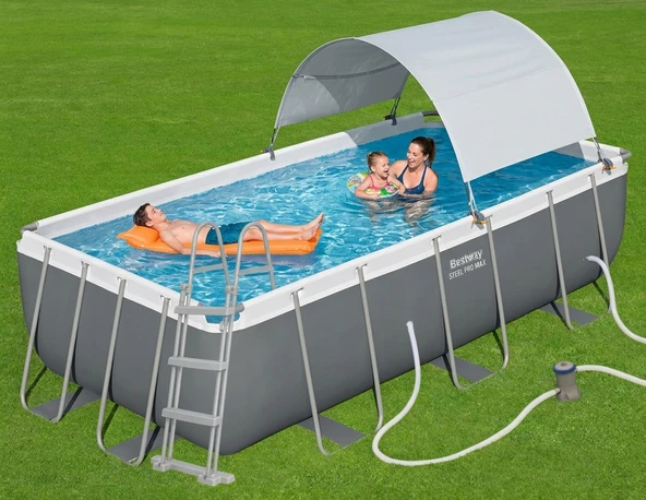 Bestway Gölgelikli Prefabrik Dikdörtgen Havuz Seti 404 cm x 201 cm x 100 cm 56441 BW593 ürün görseli 1