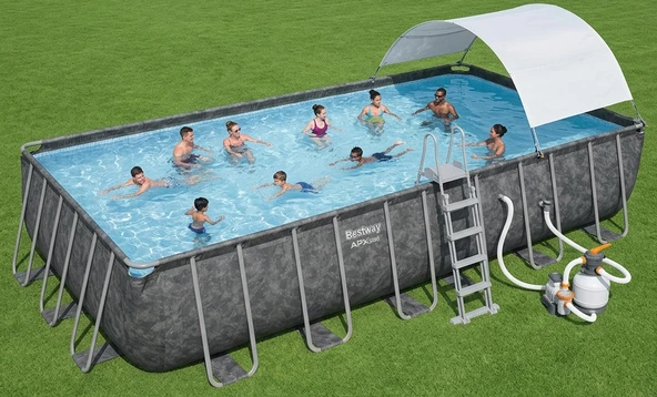 Bestway APX 365 Gölgelikli Prefabrik Dikdörtgen Havuz Seti 732 cm x 366 cm x 132 cm 561KG BW587 ürün görseli 1