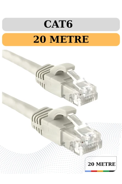 POLOTECH 20 MT Cat6 Lan Fabrikasyon Internet Data Kablosu(ethernet Modem Rj45 Uçlu Jacklı Network Adsl) ürün görseli 1