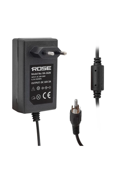 Rose RA-1620 16 VOLT - 2 AMPER PRİZ TİPİ TOS FİŞLİ RCA SANTRAL ADAPTÖRÜ ürün görseli 1