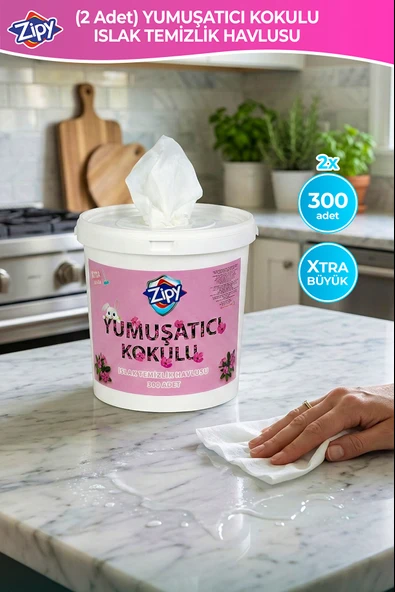 300 ADETLİ ZİPY YUMUŞATICI LİLYUM ÇİÇEK BAHÇESİ KOKULU ISLAK KOVA MENDİL YÜZEY TEMİZLİK HAVLUSU ürün görseli 1
