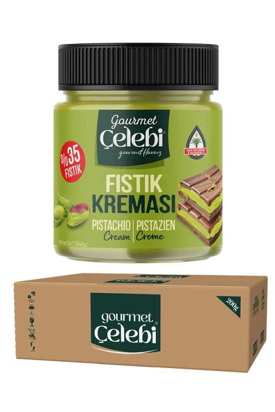 Gourmet Çelebi Antep Fıstık Kreması 200 Gr x12 -%35 Gerçek Antep Fıstığı Kreması Kahvaltılık Sürülebilir 12'li Koli ürün görseli 1