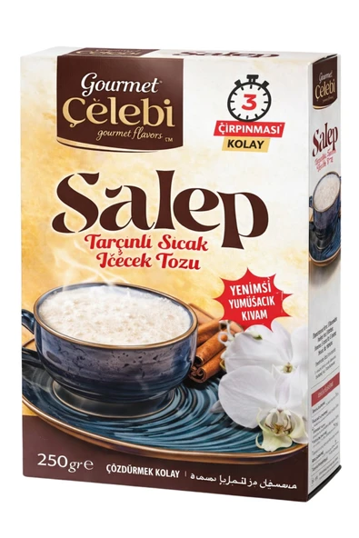 Gourmet Çelebi Tarçınlı Salep 250 gr - Kolay Çırpılan ve Yoğun Kıvamlı Sıcak Pratik Salep İçecek Tozu ürün görseli 1