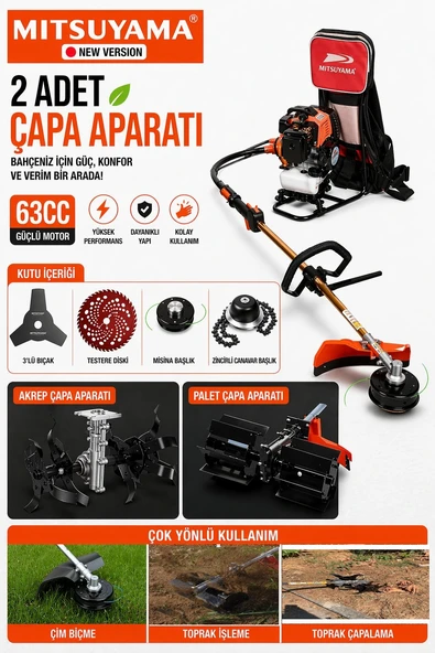 Sırt Tırpan + Toprak Çapalama Makinesi ( 2 Adet Çapalama Aparatı ) ürün görseli 1