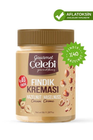 Gourmet Çelebi Fındık Kreması 320 Gr - %40 Gerçek Fındık İçeren Sürülebilir Kahvaltılık Krep & Waffle & Pankek İçin ürün görseli 1