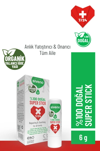SİVENO %100 Doğal Super Stick Anlık Yatıştırıcı Onarıcı Organik Yalancı Iğde Yağlı bitkisel 6 G ürün görseli 1