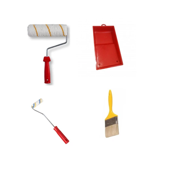Rolart Saten Rulo Fırçası 25CM+10 cm Parmak Rulo Set+İzmir15x27 cm Plastik Boya Karıştırıcı Tava+Kestirme Fırça No:3 ürün görseli 1