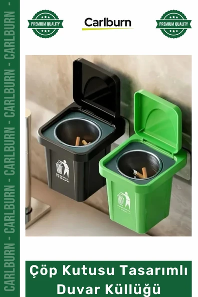 #OtoKüllük Balkon Teras Dekoratif Pratik Kapaklı Metal Hazneli Çöp Kutusu Tasarımlı Duvar Küllüğü ürün görseli 1