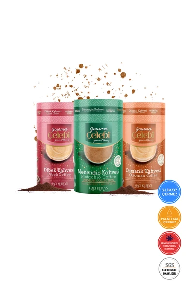 Gourmet Çelebi Osmanlı, Dibek Ve Menengiç Kahvesi 250 Gr.(3'lü Set Kahve Çeşitleri) ürün görseli 1