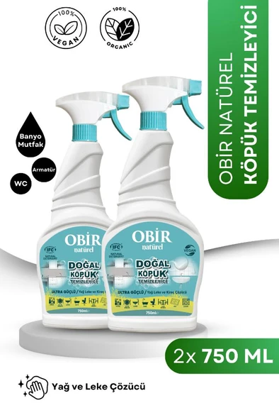 Obir Natürel Köpük Temizleyici 2'li Set (750 ml x 2) – Doğal ve Etkili Temizlik ! ürün görseli 1