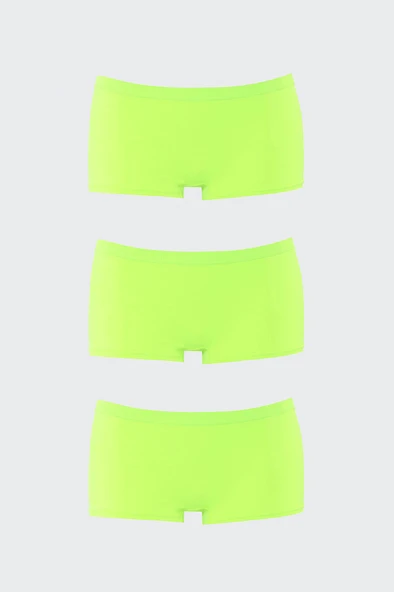Neon Sarı Dikişsiz 3lü Ağlı Şort Külot ürün görseli 1