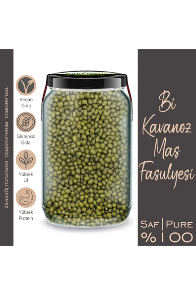 Maş Fasulye Bi Kavanoz 660 cc. Cam Kavanozda 545 Gr. Maş Fasülyesi Mas Fasülye ürün görseli 1