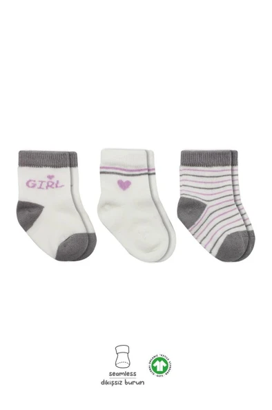 3'Lü Penye Boy And Girl Soket Çorap 10114 Gri ürün görseli 1
