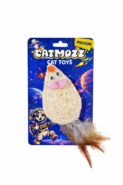 CatMozz Premium Doğal Lifli Tüylü Fare Oyuncak ürün görseli 1