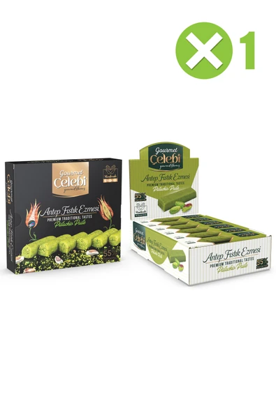 Gourmet Çelebi Antep Fıstık Ezmesi 500 Gr - Sargılı Antep Fıstığı Ezmesi 30 Gr x 12 Adet 2'li Avantaj Set ürün görseli 1