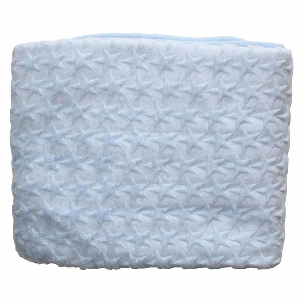 Mavi Yıldız Kabartmalı Kalın Peluş Battaniye 100*120 cm ürün görseli 1