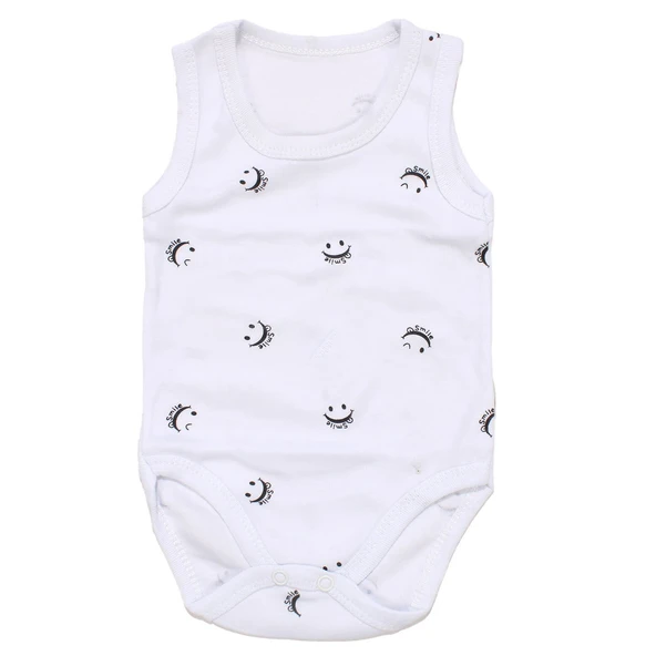 Unisex Beyaz Gülücük Baskılı Askılı Zıbın ürün görseli 1