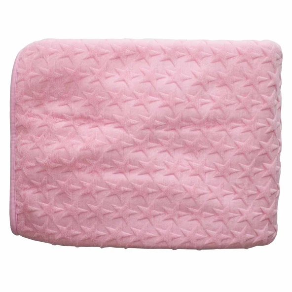 Pembe Yıldız Kabartmalı Kalın Peluş Battaniye 100*120 cm ürün görseli 1