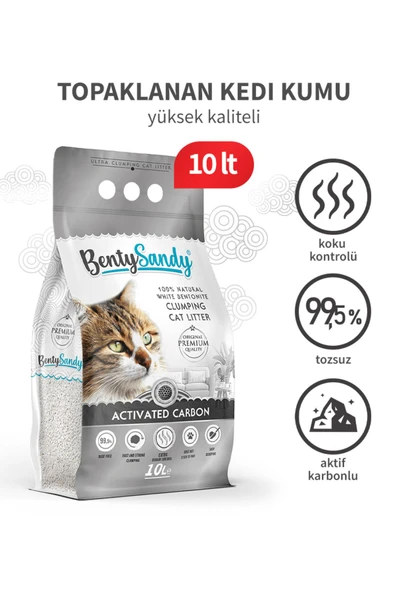 Aktif Karbonlu Topaklanan İnce Taneli Kedi Kumu 10 Lt ürün görseli 1