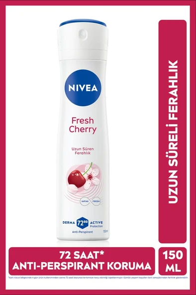 NIVEA Kadın Sprey Deodorant Fresh Cherry 150ml, 72 Saat Anti-perspirant Ter Koruması, Kiraz Kokusu ürün görseli 1
