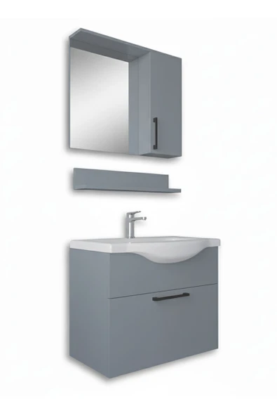Teta Home Eko 65 cm MDF Banyo Dolabı Seti  Sis gri ürün görseli 1
