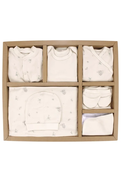 Unisex Bej Koala Desenli Organik 10 Parça Hastane Çıkış Seti ürün görseli 1