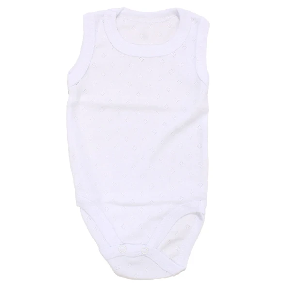 Unisex Beyaz Raporlu Kısa Kol Çıtçıtlı Body Zıbın ürün görseli 1