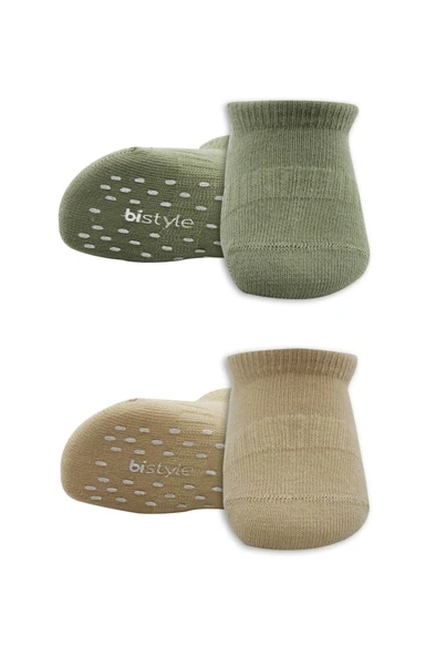 2'Li Sneakers Kaymaz Colours Penye Çorap 20104 Nil Bej ürün görseli 1