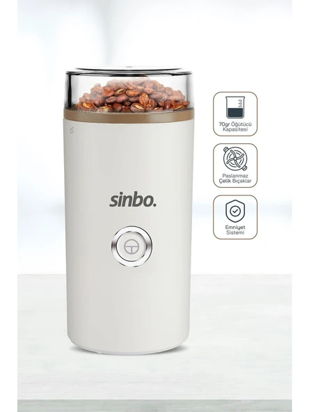 Sinbo SCM-2980 Elektrikli Kahve ve Baharat Öğütücü Paslanmaz Çelik Malzeme ile Gri Renk ürün görseli 1