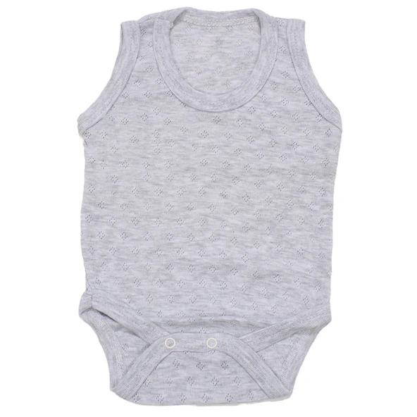 Unisex Gri Jakarlı Askılı Çıt Çıtlı Body Zıbın ürün görseli 1