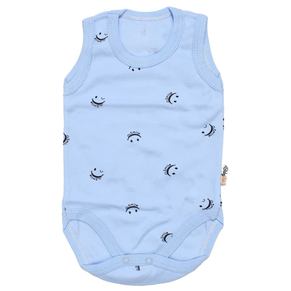 Unisex Mavi Gülücük Baskılı Askılı Zıbın ürün görseli 1