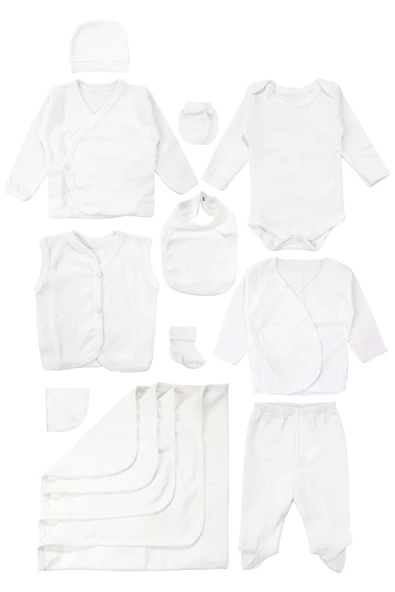 Unisex Ekru Organik 10 Parça Hastane Çıkış Seti ürün görseli 1
